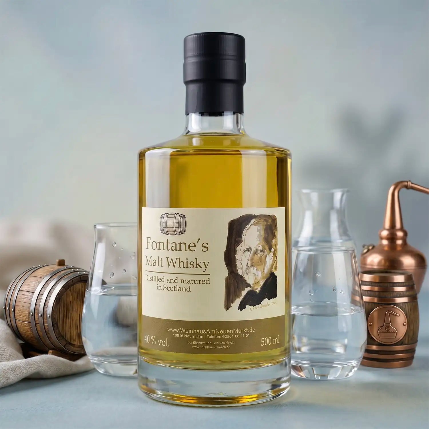 Fontanes Malt Whisky – 5 Jahre gereifter Speyside, 40% vol., 0,5l und 0,2l